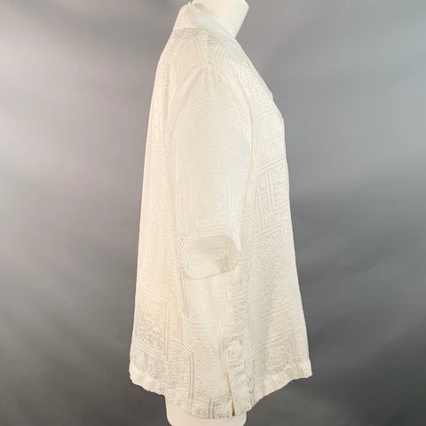 ROTATE Size 8 Avery White Viscose Blend Floral One Pocket Casual Top