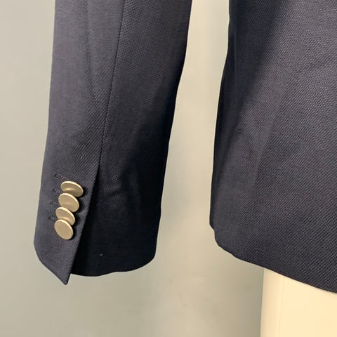 THEORY Size 36 Short Wellar Navy Woven Wool Blend Double Breasted Sport Coat