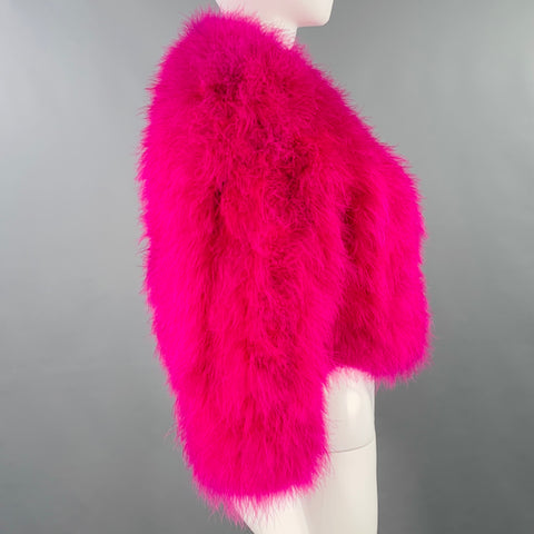 REISS Size S Purple Feathers Hook Eye Closure Jacket