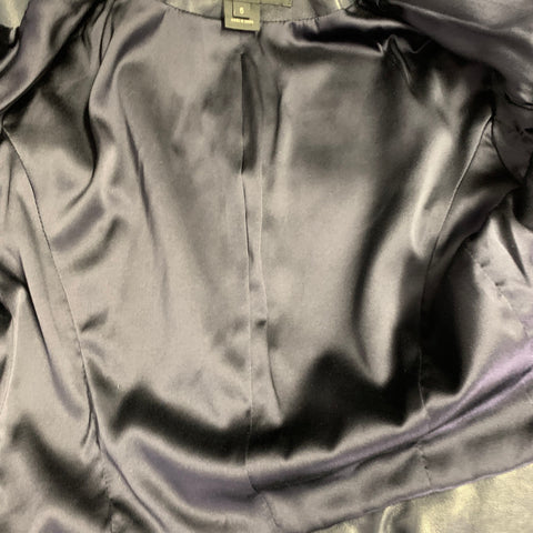 RALPH LAUREN Size 6 Navy Lambskin Leather Peplum Jacket