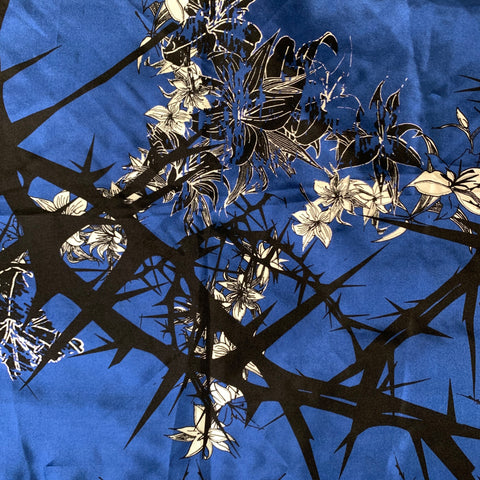 HAIDER ACKERMANN Blue Black & White Floral Silk Scarves