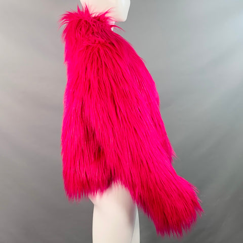 STAND STUDIO Size S Janet Fuchsia Shaggy Modacrylic Blend Faux Fur Jacket