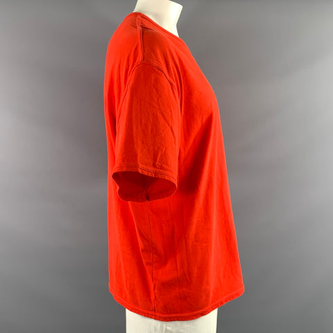 AMERICAN VINTAGE Size L Red Solid Cotton Oversized T shirt