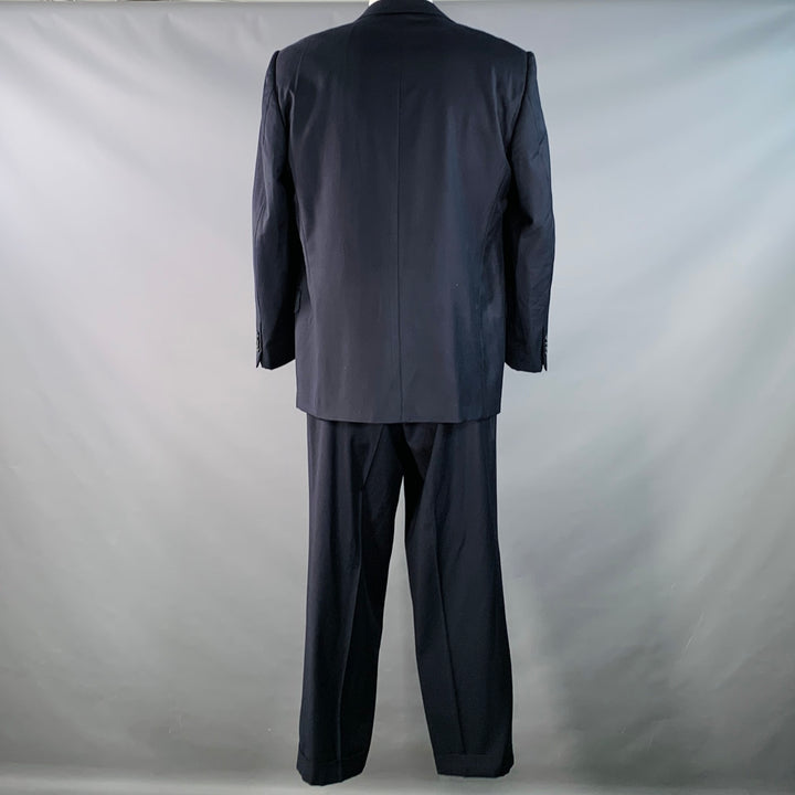 ERMENEGILDO ZEGNA Size 46 Regular Navy Twill Wool Notch Lapel Suit
