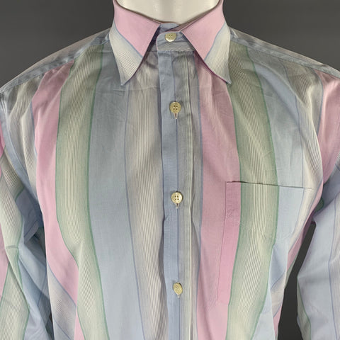 PAUL SMITH Size L Cream Multi-Color Stripe Cotton Dagger Long Sleeve Shirt