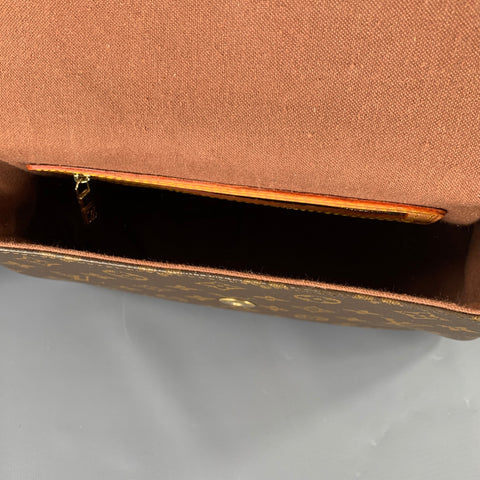 LOUIS VUITTON Brown Beige Monogram Leather Coated Canvas Bag