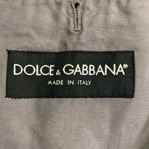 DOLCE & GABBANA Size 42 Grey Cotton Linen Notch Lapel Sport Coat