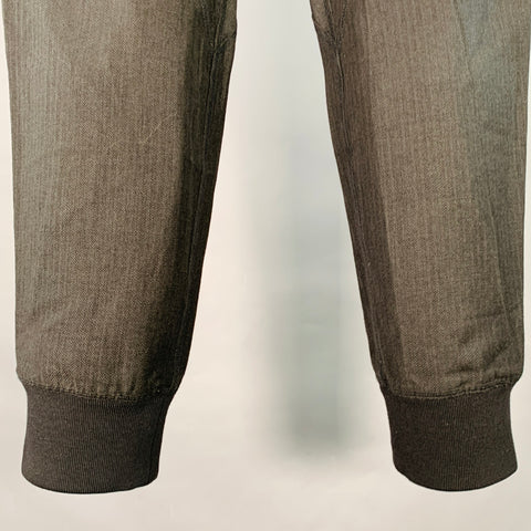 NEIL BARRETT Size S Black Herringbone Virgin Wool Elastic Waistband Casual Pants