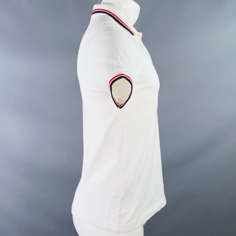 FRED PERRY Size S White Red Black Cotton Slim Fit Contrast Trim Polo