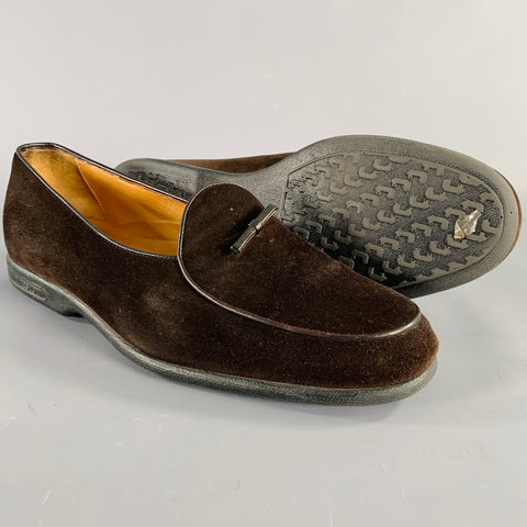 A.TESTONI Size 8 Brown Suede Slip On Loafers