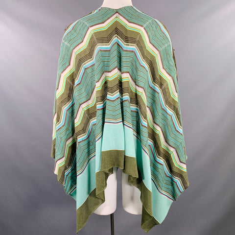 M MISSONI One Size Green Yellow Cotton Blend Zig Zag Shawl Casual Top