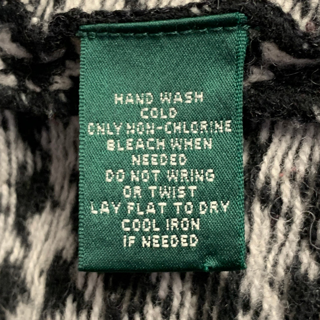 LAUREN by RALPH LAUREN Size XXXL Black Off White Wool Zip Pockets Jacket