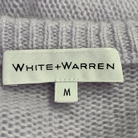 WHITE+WARREN Size M Purple Lilac Cashmere Knit Oversized Deep V-Neck Pullover