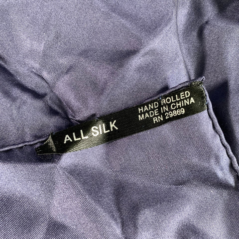 VINTAGE Navy Silk Pocket Square
