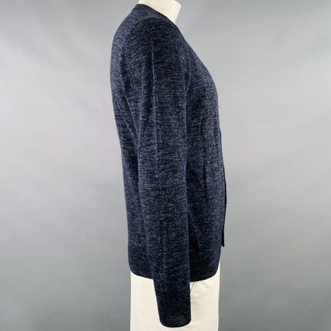 MAISON MARTIN MARGIELA Size L Navy Grey Heather Wool Flax Sweater