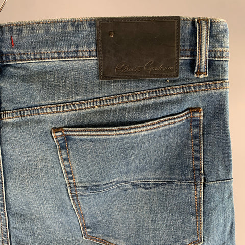 ROBERT GRAHAM Size 38 Blue Light Wash Cotton Blend Slim Fit Jeans