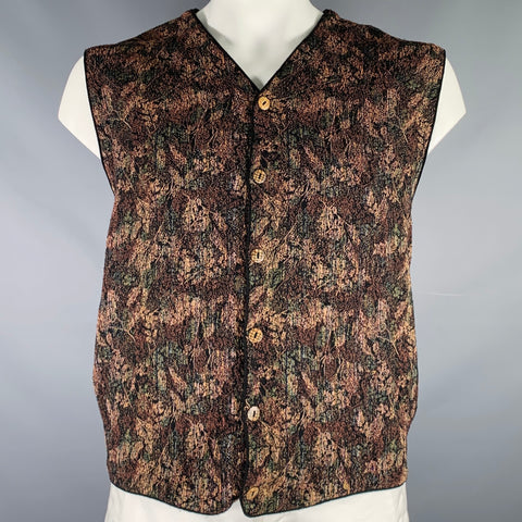 JHANE BARNES Taille XL Gilet boutonnage en mélange de laine tissée noir et beige