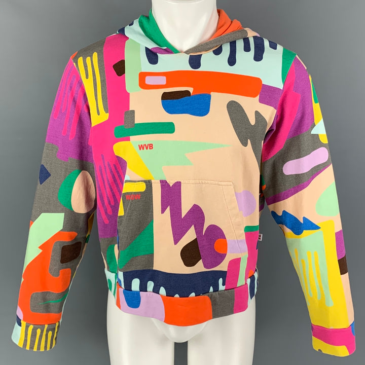 WALTER VAN BEIRENDONCK AW19 Size M Multi Color Drip Print Hooded Sweatshirt