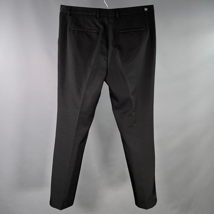 GIVENCHY Size 36 Black White Twill Polyester Wool Flat Front Dress Pants