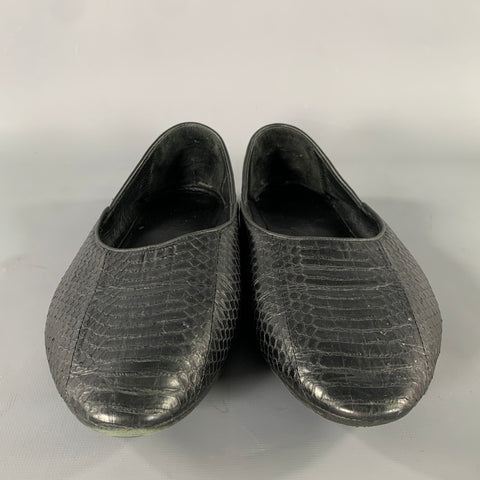 HAIDER ACKERMANN Size 8 Black Snake Leather Loafers