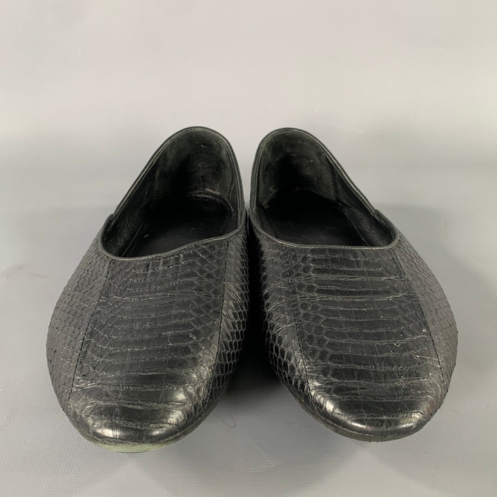 HAIDER ACKERMANN Size 8 Black Snake Leather Loafers