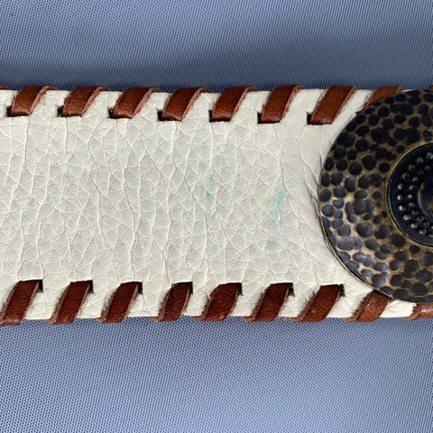 HENRY BEGUELIN Waist Size 29 Brown White Leather Belt