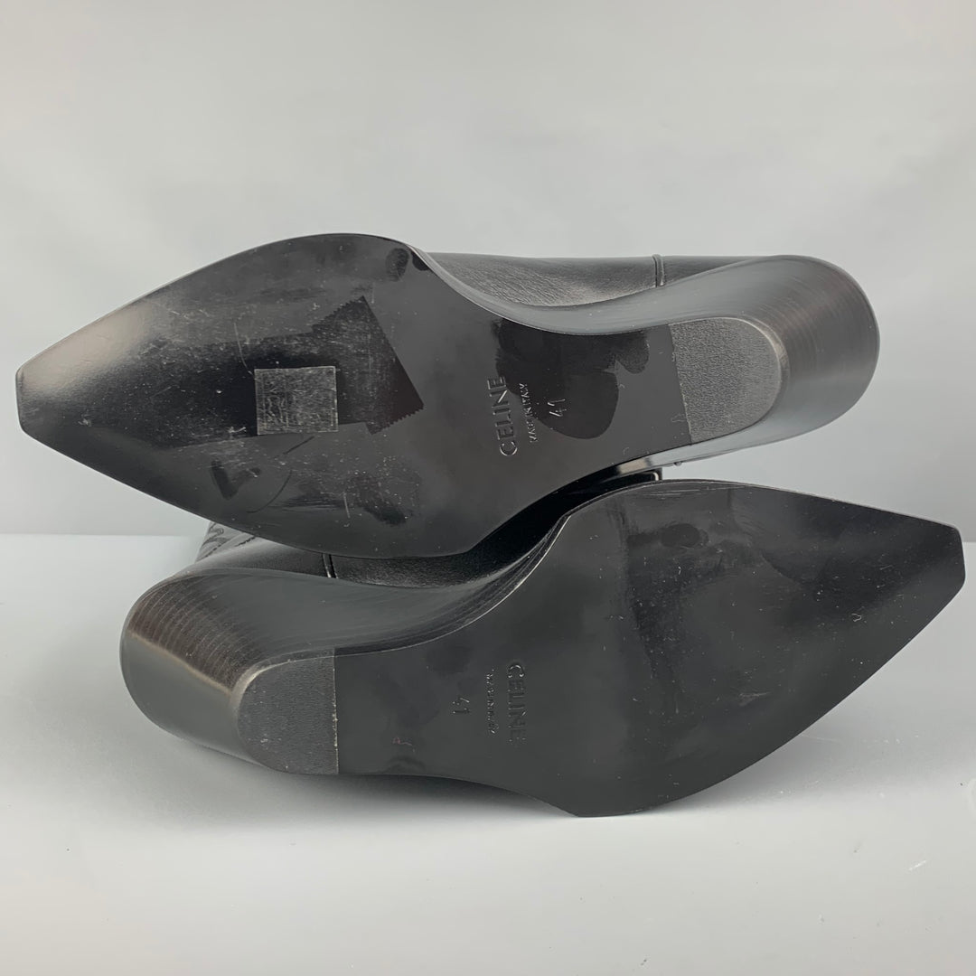 CELINE Size 8 Mens Black Rhinestone Leather Western Boots