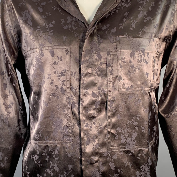 HAIDER ACKERMANN Size L Brown Jacquard Viscose Button Up Long Sleeve Shirt