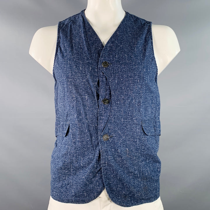 POST O'ALLS Size L Navy Grey Marbled Cotton Utility Vest