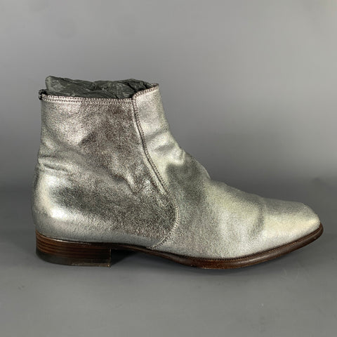 TOM FORD Taurus Size 7 Silver Metallic Leather Boots