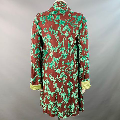 JEAN PAUL GAULTIER Vintage SS96 CYBERBABA Size 12 Burgundy Green Rayon Burnout Open Front Scarf Coat