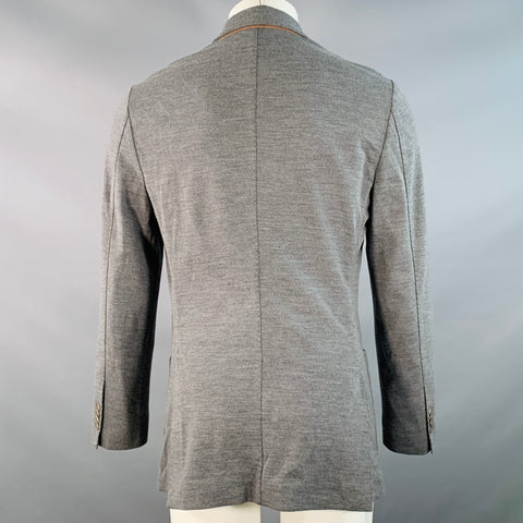 LORO PIANA Size 40 Grey Virgin Wool Single Breasted Notch Lapel Jacket