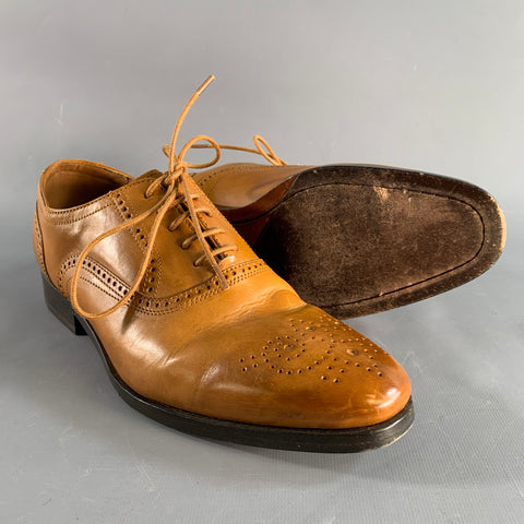 ALLEN EDMONDS Size 7 Tan Perforated Leather Oxford Lace Up Shoes