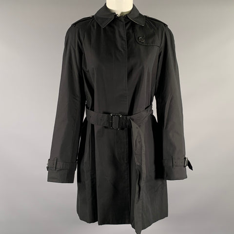 BURBERRY Size 6 Black Cotton Solid Trench Coat