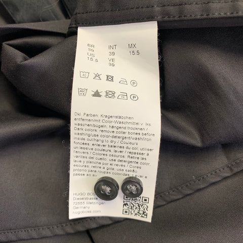 HUGO BOSS Size S Black Cotton Blend French Cuff Long Sleeve Shirt