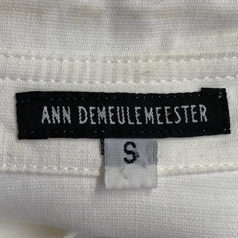 ANN DEMEULEMEESTER Size S White Cotton Linen One Pocket Long Sleeve Shirt