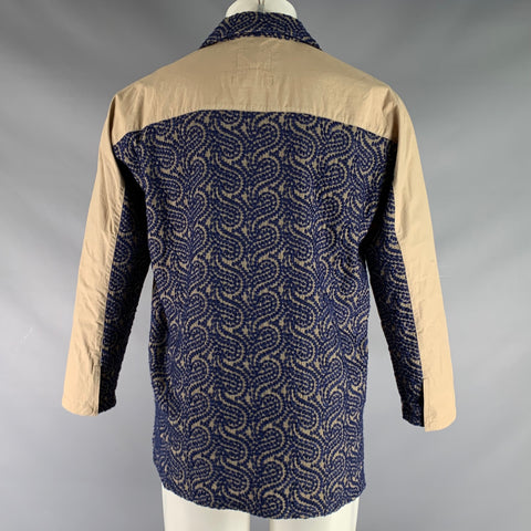 NICHOLAS DALEY Size S Khaki Navy Embroidery Cotton Polyester Long Sleeve Shirt