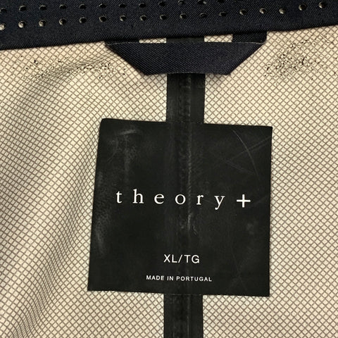THEORY Taille XL Manteau Sport Noir en Polyester avec Revers Crantés Laser Defense