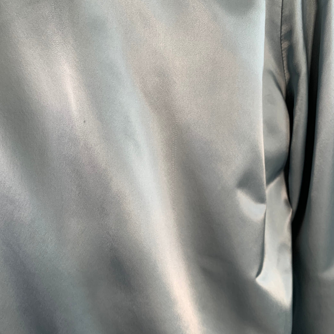 MAISON MARGIELA Size S Blue Grey Contrast Trim Satin Bomber Jacket