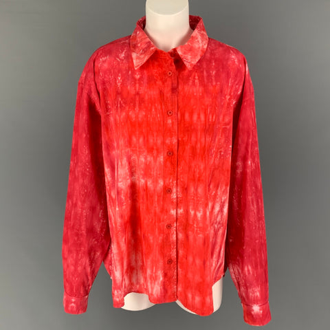 COTTON CITIZEN Taille L Chemise boutonnée en coton blanc rouge Tie Dye