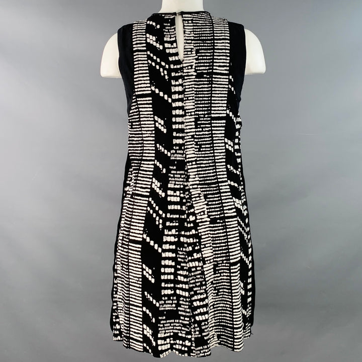 PROENZA SCHOULER Size 4 Black White Viscose Textured Sleeveless Dress