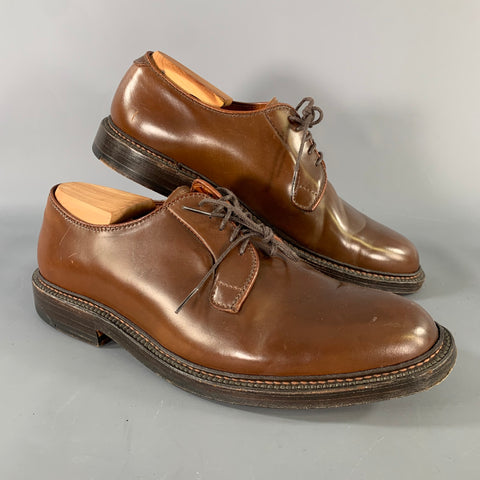 ALDEN Size 8.5 Camel Leather Derby Lace Up Shoes