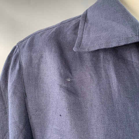 BRUNELLO CUCINELLI Size 40 Navy Red Twill Linen Snaps Jacket
