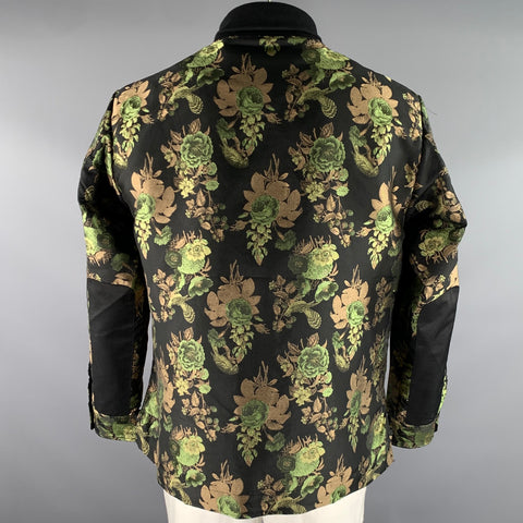 DESCENDANT OF THIEVES Size L Black Green Beige Jacquard Polyester Chore Jacket