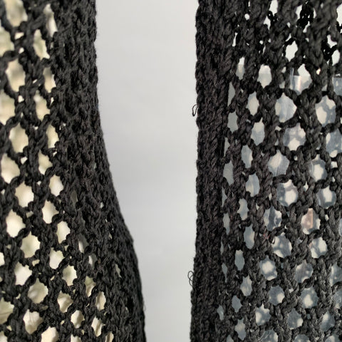 DRIES VAN NOTEN Size L Black Fishnet Crew Neck Pullover