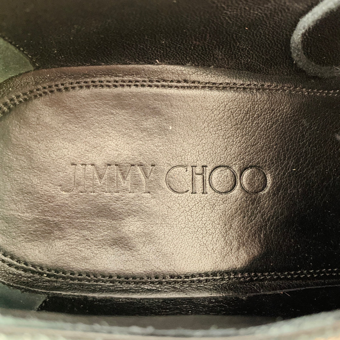 JIMMY CHOO Size 11 Grey Metallic Derby Lace-Up Shoes