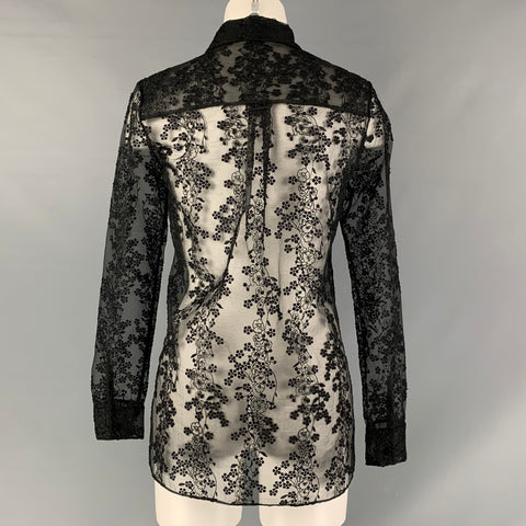 CARVEN Size 2  Black Lace Button Up Shirt