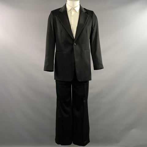 JOSEPH Chest Size 42 Black Solid Viscose Blend Notch Lapel 34 30 Tuxedo