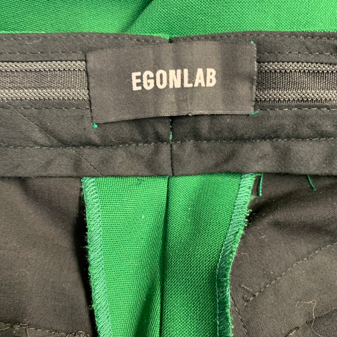 EGONLAB Size 34 Green Wool Asymmetrical Double Breasted Tailored Fit Notch Lapel Suit