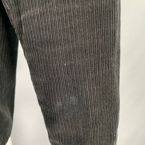A.P.C. Size XXL Black Corduroy Cotton Two Pockets Long Sleeve Shirt